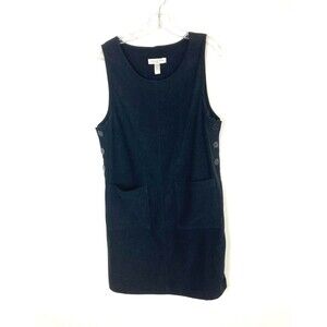 Amanda Smith Women's Black Faux Suede Jumper Dress Size S Knee Length Preppy